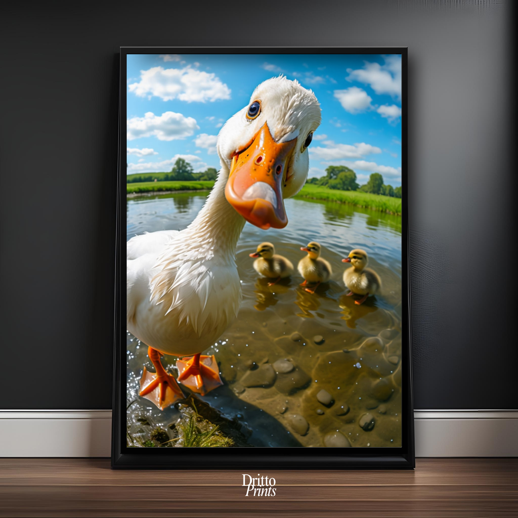 (FD15) Duck, Duck... Hello! - Framed matte paper poster